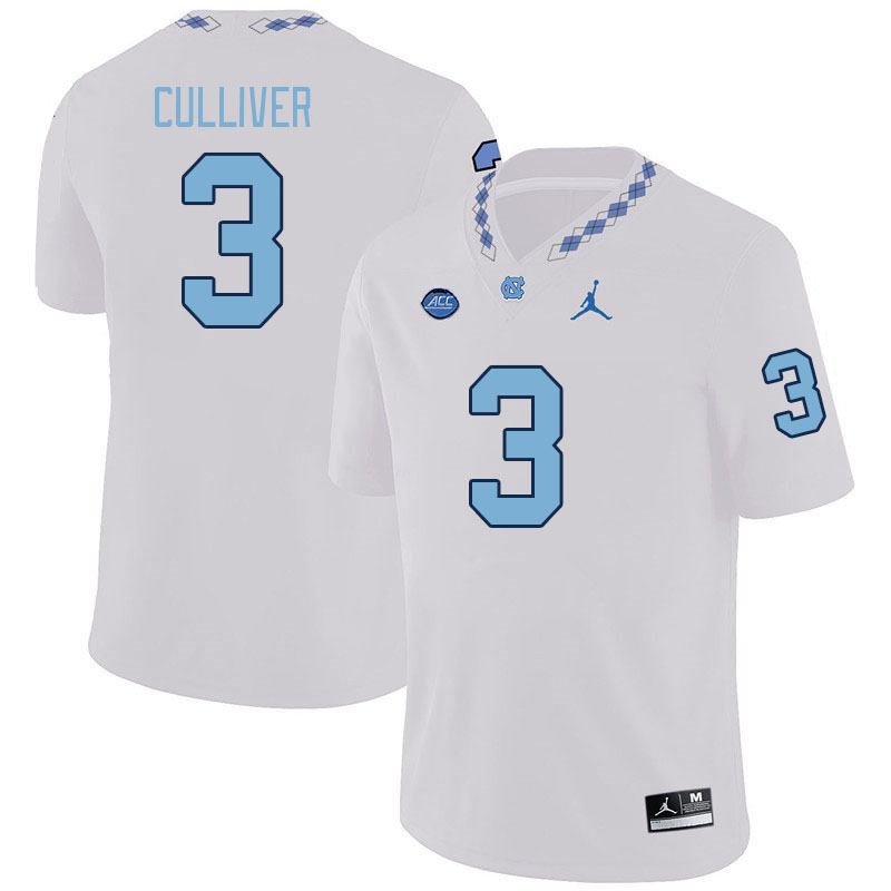 Men #3 Chris Culliver North Carolina Tar Heels College Football Jerseys Stitched Sale-White